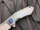 CONSIGNMENT ZT 0456 Sinkevich Flipper Titanium Body w/ Blue Anodized Accents and 20CV Satin Plain Edge Blade (3.25") 0456