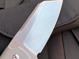 CONSIGNMENT Kizer Sheepdog CO1C Folder Titanium Body w/ Blue Pivot Collar and S35VN Stonewashed Plain Edge Blade (3.25") C01C