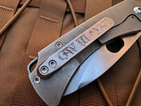 CONSIGNMENT Medford GW3 Colonial Folder Tumbled Titanium Body w/ Tumbled Drop Point Plain Edge Blade (3.5")