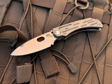 CONSIGNMENT Medford GW3 Colonial Folder Tumbled Titanium Body w/ Tumbled Drop Point Plain Edge Blade (3.5")