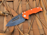 CONSIGNMENT Medford Praetorian G/T Folder Orange G10 and Black PVD Titanium Body w/ Black PVD Plain Edge Drop Point Blade (3.75")