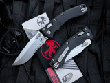 Microtech Amphibian S/E RAM-LOK Fluted Black Aluminum Body w/ Stonewashed Partially Serrated Blade (3.9") 137RL-11FL