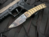 Medford Slim Midi Beadblast/Bronzed "Tremors" Body w/ Flamed Hardware/Clip and S45VN Tumbled Drop Point Blade (3.25")