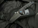 Medford Swift FL Flipper Black Aluminum Body and Blue Hardware w/ S45VN Black PVD Tanto Blade (3.3")