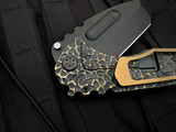 Praetorian Ti Folder Brushed Bronze Flats "Peaks and Valleys" Black PVD Titanium Body w/ Brushed Bronzed Hardware and 3V Black PVD Tanto Blade (3.75")