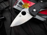 Spyderco Ambitious Folder Black FRN Lightweight Body w/ Satin Plain Edge Blade (2.25") C148SBK