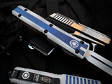 Microtech Ultratech D/E Clone Trooper Edition White/Blue Aluminum Body w/ White/Blue Plain Edge Blade (3.4") 122-1CO