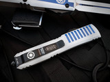 Microtech Ultratech D/E Clone Trooper Edition White/Blue Aluminum Body w/ White/Blue Plain Edge Blade (3.4") 122-1CO