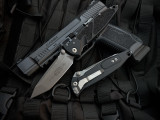 Microtech Socom Elite T/E Folder Black Aluminum Body w/ Apocalyptic Stonewashed Plain Edge Blade (4") 161-10AP