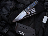 Medford The Deep Fixed Blade Black and Blue G10 Scales w/ 20CV Tumbled Plain Edge Blade (4.5")