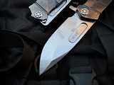 Medford USMC Fighter Flipper Tumbled Titanium Body w/ S45VN Tumbled Plain Edge Blade (4.25")
