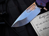 Medford Knives USMC Fighter Flipper Bead Blast Violet Titanium Body w/ Flamed Hardware and an S45Vn Tumbled Plain Edge Blade (4