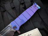 Medford Knives USMC Fighter Flipper Bead Blast Violet Titanium Body w/ Flamed Hardware and an S45Vn Tumbled Plain Edge Blade (4