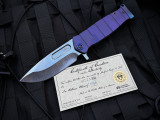 Medford Knives USMC Fighter Flipper Bead Blast Violet Titanium Body w/ Flamed Hardware and an S45Vn Tumbled Plain Edge Blade (4
