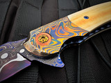 Peter Martin XRS Custom Flipper Westinghouse Micarta Scales and Mokume Bolster w/ Zircuti Pocket Clip and Lava Lamp Damascus Pl