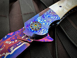Peter Martin XRS Custom Flipper Mother of Pearl Scales and Timascus Bolster w/ Zircuti Pocket Clip and "Peter Martin" Name/Logo
