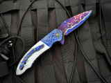 Peter Martin XRS Custom Flipper Mother of Pearl Scales and Timascus Bolster w/ Zircuti Pocket Clip and "Peter Martin" Name/Logo
