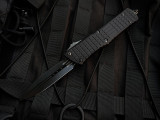 Microtech Combat Troodon Delta Shadow D/E Shadow Black Delta Pattern Aluminum Body w/ DLC Fluted Plain Edge Blade (3.8") 142-1CT-DSH