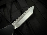 Heretic Knives Hydra T/E Black Aluminum Body w/ Stonewashed Plain Edge Blade (3.6") H006-2A