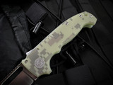 Demko AD20 Sharklock Clip Point Folder Green Digicam Body w/ CPM 3V Belt Satin/Stonewashed Plain Edge Blade (3.75")