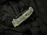 Demko AD20 Sharklock Clip Point Folder Green Digicam Body w/ CPM 3V Belt Satin/Stonewashed Plain Edge Blade (3.75")