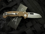 Demko AD20S Sharklock Sharkfoot Folder Textured Earth G10 Body w/ S45VN Stonewashed Plain Edge Blade (3.75")