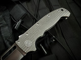 Demko AD20 Sharklock Clip Point Folder Textured Titanium Body w/ CPM 3V Belt Satin/Stonewashed Plain Edge Blade (3.75")