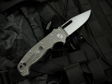 Demko AD20 Sharklock Clip Point Folder Textured Titanium Body w/ CPM 3V Belt Satin/Stonewashed Plain Edge Blade (3.75")