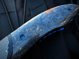 Peter Martin XRS Custom Flipper Shredded Gold Fleck Carbon Fiber Scales and Superconductor Bolster w/ Mokueme Pocket Clip and L