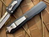 Microtech Dirac Delta D/E Black Aluminum Body w/ Stonewashed Full Serrated Blade (3.8") 227-12