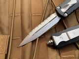 Microtech Dirac Delta D/E Black Aluminum Body w/ Stonewashed Full Serrated Blade (3.8") 227-12