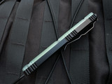 CONSIGNMENT Microtech Ultratech T/E Signature Series Jade G10 Topped Black Aluminum Body w/ Black Plain Edge Blade (3.4") 123-1
