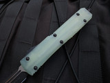 CONSIGNMENT Microtech Ultratech T/E Signature Series Jade G10 Topped Black Aluminum Body w/ Black Plain Edge Blade (3.4") 123-1
