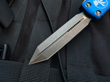 CONSIGNMENT Microtech UTX-85 Spartan Blue Aluminum Body w/ Bronzed Apocalyptic Plain Edge Blade (3.1") 230-13APBL