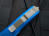 CONSIGNMENT Microtech UTX-85 Spartan Blue Aluminum Body w/ Bronzed Apocalyptic Plain Edge Blade (3.1") 230-13APBL