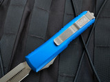 CONSIGNMENT Microtech UTX-85 Spartan Blue Aluminum Body w/ Bronzed Apocalyptic Plain Edge Blade (3.1") 230-13APBL