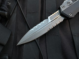 CONSIGNMENT Microtech Glykon Black/Apocalyptic Aluminum/Titanium Body w/ Full Serrated Apocalyptic Blade (3.75") 184-12AP