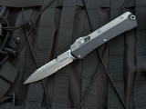 CONSIGNMENT Microtech Glykon Black/Apocalyptic Aluminum/Titanium Body w/ Full Serrated Apocalyptic Blade (3.75") 184-12AP