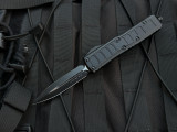 CONSIGNMENT Microtech UTX-85 II D/E Signature Series Textured Black Aluminum Body w/ Black Plain Edge Blade (3.1") 232II-1TS