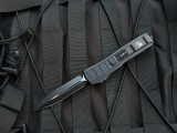 CONSIGNMENT Microtech UTX-85 II D/E Signature Series Textured Black Aluminum Body w/ Black Plain Edge Blade (3.1") 232II-1TS