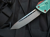 CONSIGNMENT Microtech Combat Troodon T/E Bounty Hunter Green Battle Damaged Armor Body w/ Apocalyptic Plain Edge Blade (3.8") 1