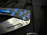 Medford Knives Slim Midi Beadblast Gray Blue "Birds of Paradise" Titanium Body w/ S45VN Tumbled Plain Edge Blade (3.25")
