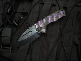 Medford Knives Praetorian Genesis T Folder Black PVD Violet "Birds of Paradise" Titanium Body w/ S45VN DLC Plain Edge Blade (3.4")