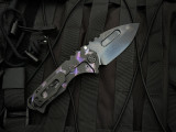 Medford Knives Praetorian Genesis T Folder Black PVD Violet "Birds of Paradise" Titanium Body w/ S45VN DLC Plain Edge Blade (3.4")