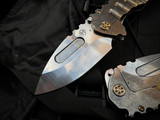 Medford Knives Praetorian T Folder Tumbled "Timascus Lasered" Titanium Body and Brass/Bronzed Hardware w/ S45VN Tumbled Drop Point Plain Edge Blade (3.75")