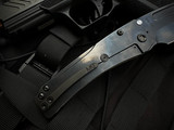 Medford Knives Slim Midi Folder PVD Black "Bronze Flag" Engraved Titanium Body w/ PVD Black Hardware/Clip and S45VN DLC Drop Po