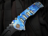 Medford Knives Praetorian T Folder Faced "Starry Night"/Blue Titanium Body w/ Flamed Matching Clip and S45VN DLC Drop Point Pla