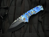 Medford Knives Praetorian T Folder Faced "Starry Night"/Blue Titanium Body w/ Flamed Matching Clip and S45VN DLC Drop Point Pla