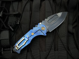 Medford Knives Praetorian T Folder Faced "Starry Night"/Blue Titanium Body w/ Flamed Matching Clip and S45VN DLC Drop Point Pla