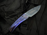 Medford Knives Slim Midi Violet "Hammered Fade" Titanium Body and Violet Hardware/Brushed Violet Clip w/ S45VN DLC Drop Point Plain Edge Blade (3.25")